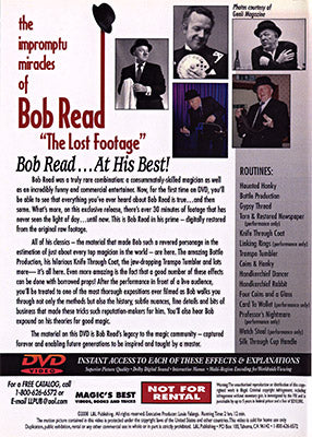 DVD The Impromptu Miracles of Bob Read "The Lost Footage" by L&L Publishing